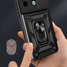 ZORE Xiaomi Redmi Note 13 Pro 5g Kılıf Magnetik Standlı Kamera Korumalı Zore Sürgülü Vega Kapak-Siyah