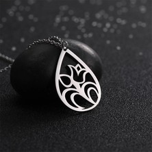 Gümüşcüm Damla Kesim Çiçek Bayan Gümüş Kolye