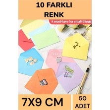 50 Adet 7x9 cm Sevimli Kaliteli Canlı Renkli Doğum Günü Için Mini Kart Davetiye Zarfları