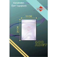 İstisna Kendinden Yapışkanlı Açılıp Kapanabilir Şeffaf Plastik Poşet Torba 100 Adet 15 x 25 cm