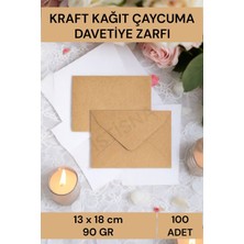 İstisna 100 Adet 13*18 Kahverengi Çaycuma Kraft Zarf Davetiye Lüks Tebrik Kartı Mektup Mühür