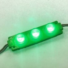 Demir Led 3 Mercekli 3030 Reklamcı Modül Yeşil 12 Volt 3 Watt (10 Adet)