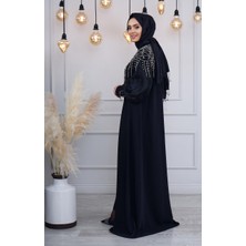 White Corner Abaya W2772 Siyah