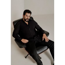 Altınyıldız Classics Erkek Siyah Düğmeli Yaka Kolay Ütülenebilir Pamuklu Slim Fit Dar Kesim Oxford Gömlek