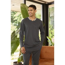 Blackspade Erkek Uzun Kol V Yaka Füme Pijama Takımı C3T4N2O9