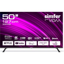 Simfer 50SFSV6B 50" 127 Ekran Uydu Alıcılı 4K Ultra HD Vıdaa LED TV