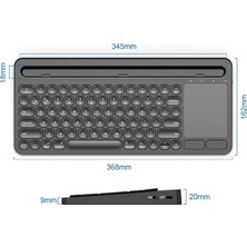 Adonis Bluetooh Wıreless Keyboard Siyah Touchpad Kablosuz ' Android ve iPad Tablet Pc Uyumlu