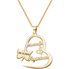 Gümüşcüm Kişiye Özel Isim ve Tarihli Altın Kaplama Gümüş Kolye