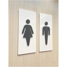 Yönline Kabartmalı Kadın ve Erkek Ikonlu Wc Tabelası  19 x 8 cm