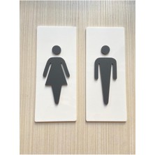 Yönline Kabartmalı Kadın ve Erkek Ikonlu Wc Tabelası  19 x 8 cm