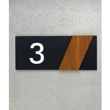 Yönline Side Serisi Siyah Mat Pleksi Üstü Akçaağaç Dekor Kapı Numarası Folyo