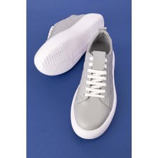 Gondol Hakiki Deri Anatomik Taban Kapitone Detaylı Spor Ayakkabı ALS.378 - Gri - 37