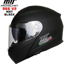 Mts M-966 Çene Açılır Güneş Vizörlü Motosiklet Kaskı Mat Siyah