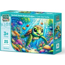 Art Puzzle Art Çocuk Sevimli Deniz Kaplumbağası 25 Parça Puzzle