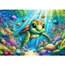 Art Puzzle Art Çocuk Sevimli Deniz Kaplumbağası 25 Parça Puzzle