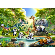 Art Puzzle Art Çocuk Pandaların Banyo Keyfi 50 Parça Puzzle