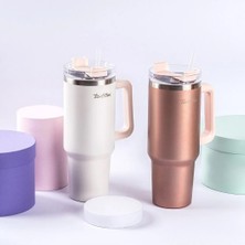 Tantitoni 020-01- Rose Gold Paslanmaz Çelik Pipetli Termos Bardak 1.2l