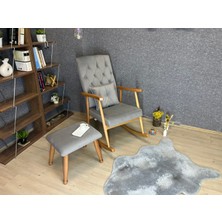 Trend Naturel-Kül Gri Kapitoneli Puflu Sallanan Sandalye