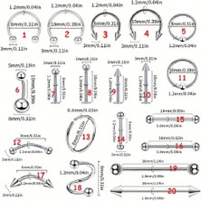 Vira Paslanmaz Çelik Kadın Erkek Burun Dudak Halkası ,kaş Tırnak Çivisi ,küpe Dil Vücut Piercing Model 19