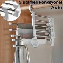 Octopus Bazaar 5'li Fonksiyonel Pantolon Elbise Askısı | Dolap İçi Düzenleyici | Yer Tasarruflu Askılık 2 adet
