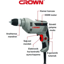 Crown Güçlü Freze Makinası 2100W CT11001 | Bakır Sargılı Devir Ayarlı El Frezesi