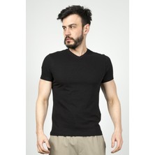 Cazador V.yaka  K.kol Basic Erkek T-Şhirt 4619 Siyah