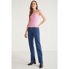 Ethiquet Lıllesol Kadın Fitilli Görünümlü Kalın Askılı Basic Koyu Pembe Atlet