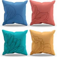 Moud's Çift Tarafı Baskılı Pastel Line-2 Desenli 4'lü Kombin Süet Kırlent Kılıfı