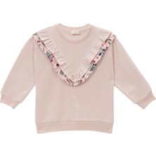 Kız Çocuk Fırfır Detaylı Sweatshirt - Pembe