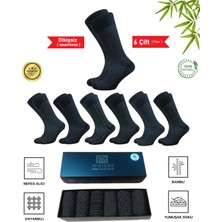 Mistero Socks 6 Çift Jakar Desenli Dikişsiz Bambu Erkek Soket Çorap Kutulu Gold Seri ( Business )