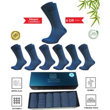 Mistero Socks 6 Çift Jakar Desenli Dikişsiz Bambu Erkek Soket Çorap Kutulu Gold Seri ( Business )