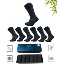 Mistero Socks 6 Çift Jakar Desenli Dikişsiz Bambu Erkek Soket Çorap Kutulu Gold Seri ( Business )