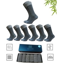 Mistero Socks 6 Çift Jakar Desenli Dikişsiz Bambu Erkek Soket Çorap Kutulu Gold Seri ( Business )