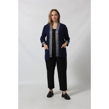 Parlak Detaylı Garnili Büyük Beden Blazer Ceket