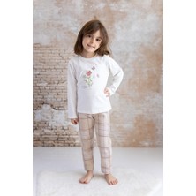 Mininio Kız Bebek Nakış Detaylı T-Shirt Tayt Takım - Bej