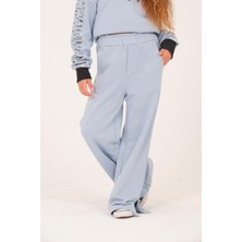 Genç Kız Çocuk Cepli Eşofman Altı - Bebek Mavisi