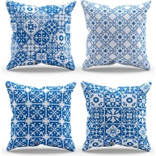 Moud's Çift Tarafı Baskılı Türkiye Etnik Desenli 4'lü Kombin Süet Kırlent Kılıfı