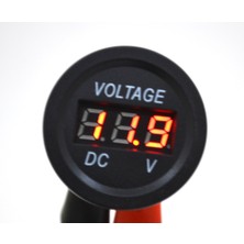 Boldcamper 12V 24V Dc Voltmetre Yuvarlak Düz Kırmızı Rakam