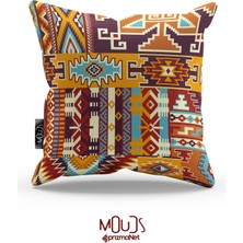 Moud's Çift Tarafı Baskılı Ethnic Rugs Desenli 2'li Kombin Süet Kırlent Kılıfı