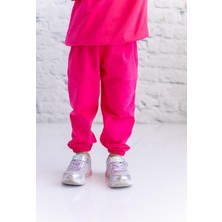 Kız Çocuk Cep Detaylı Paçası Lastikli Eşofman Altı - Fusya