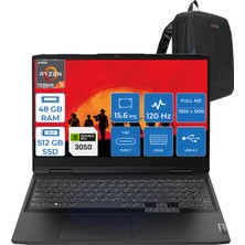 Lenovo Ideapad Gaming 3 15ARH7 Ryzen 5 7535HS 48GB Ddr5 512GB SSD 6GB/RTX3050/85W 15.6" Fhd IPS 120Hz Windows 11 Pro Taşınabilir Bilgisayar 882SB00RHTXP12 + Zettaçanta