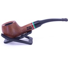 Dapper Half Bent Prince Briar (Gül Kökü)Kırmızı-Yeşil Bilezikli 9 mm Filtreli Pipo Kahverengi