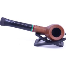 Dapper Half Bent Prince Briar (Gül Kökü)Kırmızı-Yeşil Bilezikli 9 mm Filtreli Pipo Kahverengi