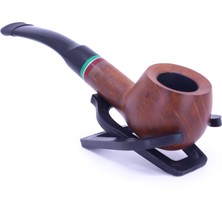 Dapper Half Bent Prince Briar (Gül Kökü)Kırmızı-Yeşil Bilezikli 9 mm Filtreli Pipo Kahverengi