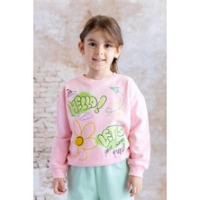 Kız Çocuk Baskılı Sweatshirt - Pembe