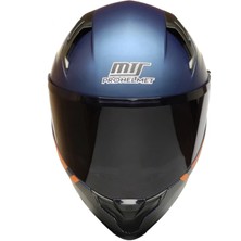 Mts M-910 Mat Blue Güneş Vizörlü Motosiklet Kaskı (Siyah Camlı)