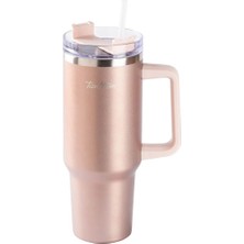 Tantitoni 020-01- Rose Gold Paslanmaz Çelik Pipetli Termos Bardak 1.2l