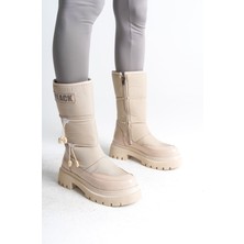 Mevese LUCY Lastikli Fermuarlı Suya ve Soğuğa Dayanıklı Paraşüt Kumaş Rugan Kadın Bot KT Krem