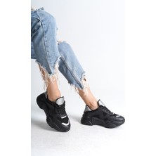 Tokyo Bağcıklı Ortopedik Taban Triko Detaylı Kadın Spor Ayakkabı St Siyah/gri