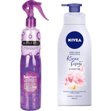 morfose Çift Fazlı Keratin Fön Suyu 400 ml + Nivea Kiraz Çiçeği Vücut Losyonu 400 ml